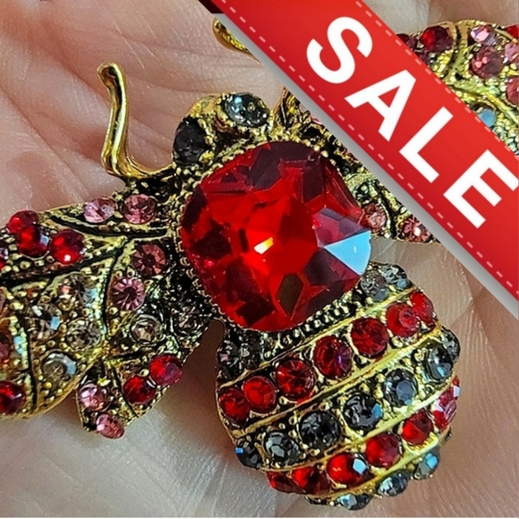 Juliana Jewelry - Vibrant #Vintage Bumblebee #Brooch Pin Rhinestones Open Back Gold Tone
